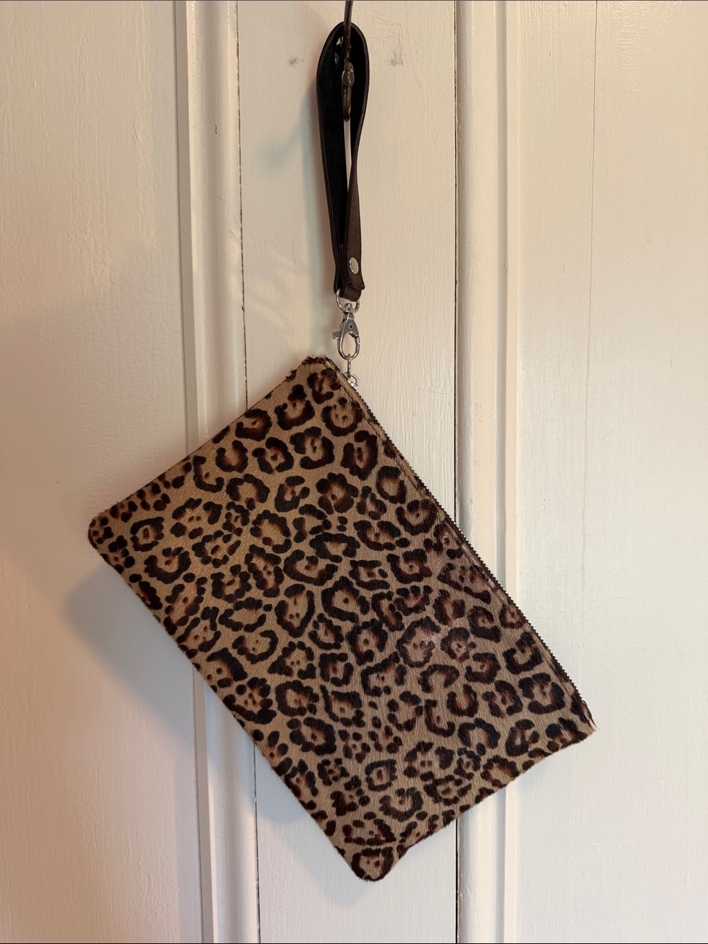 Leopard Print Wristlet Clutch - Brown